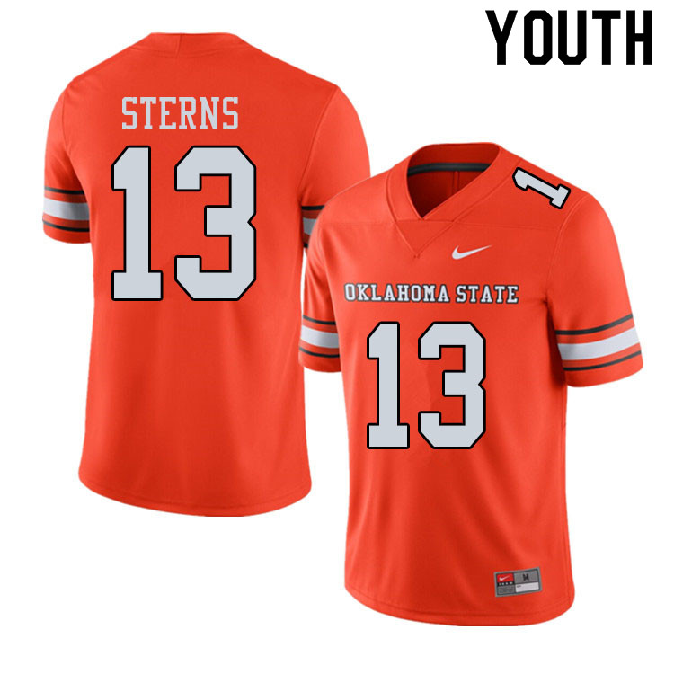 Youth #13 Jordan Sterns Oklahoma State Cowboys College Football Jerseys Sale-Alternate Orange - Click Image to Close